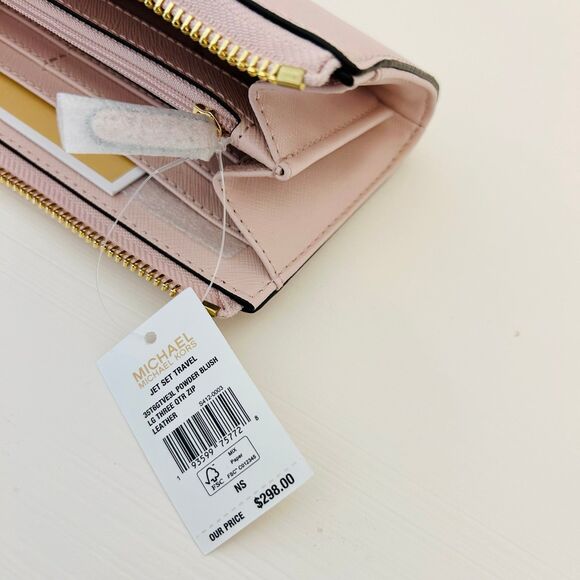 Michael Kors Jet Set Travel Large Logo Quarter-Zip Wallet Powder Blush - Picture 5 of 5